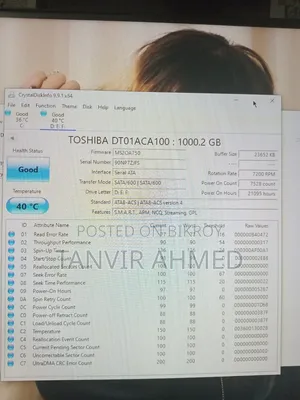 Toshiba 7200 RPM 1TB SATA HDD