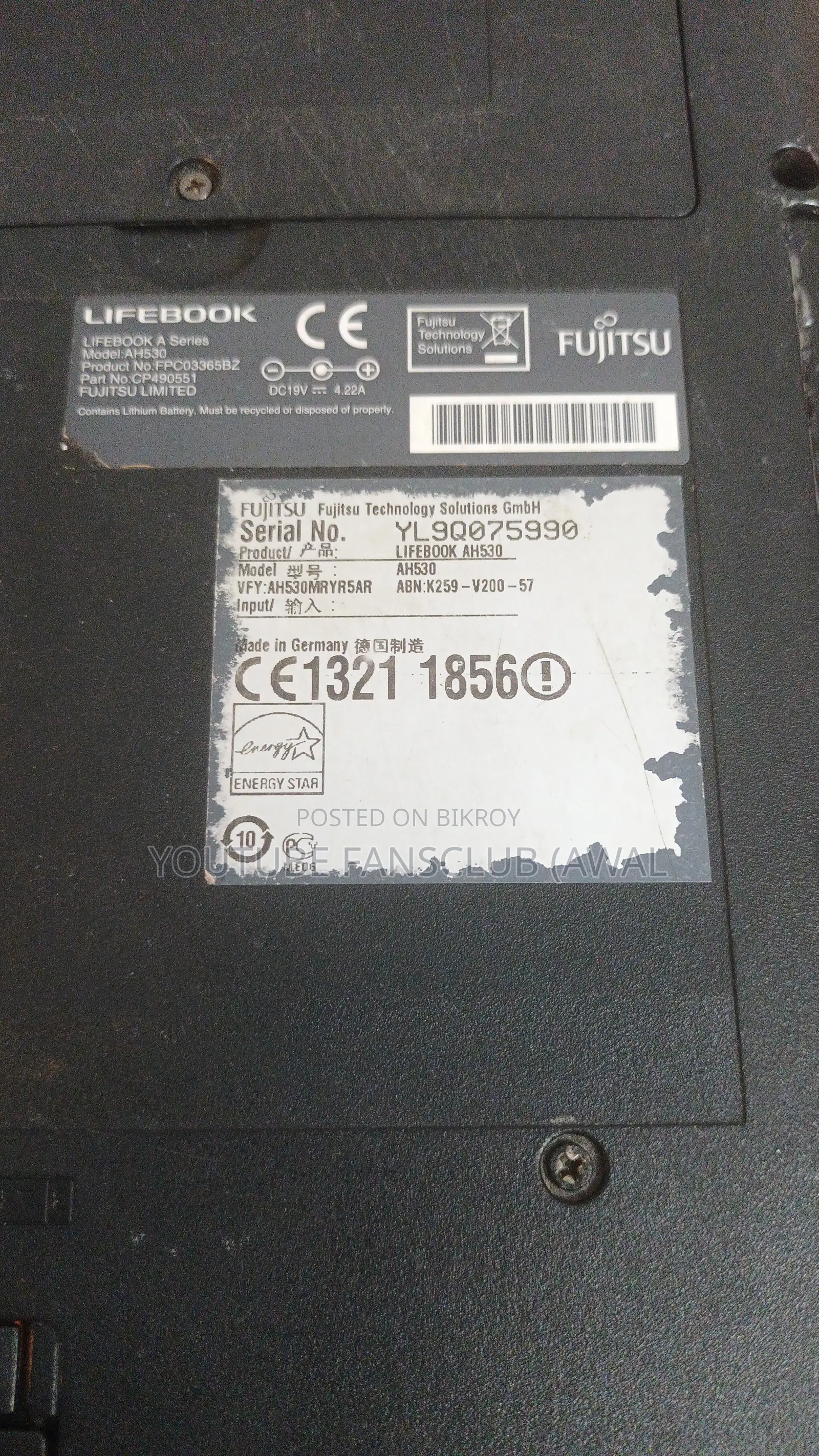 Laptop Fujitsu Lifebook AH530 4GB Intel Core I3 HDD 500GB