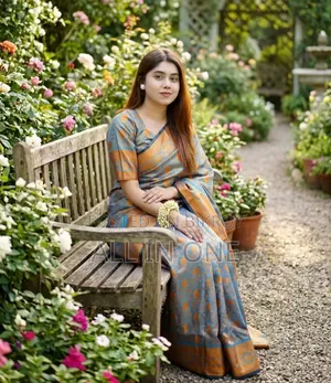 কাঞ্জিভরম কাতান শাড়ি উইথ ব্লাউজ পিস