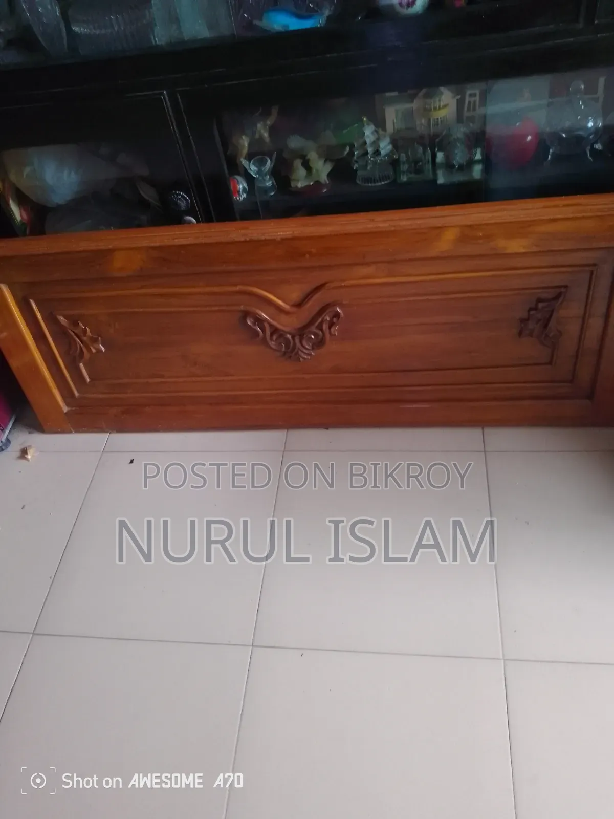 Semi-double teak wood bed for sale