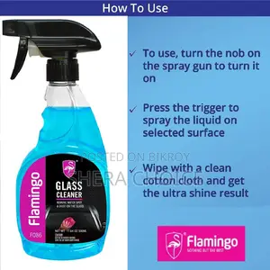Flamingo Glass Cleaner 500ml, Liquid Trigger Spray For Car, Home,