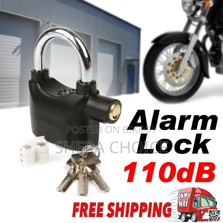 Security alarm lock for bikes, shops, garages, and doors