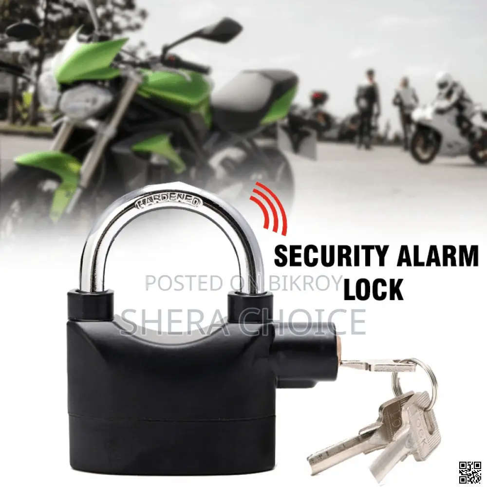 Security alarm lock for bikes, shops, garages, and doors