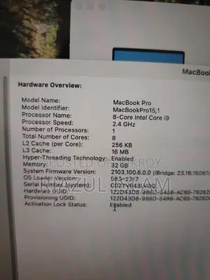 Laptop Apple MacBook Pro 2019 32GB Intel Core I9 SSD 512GB