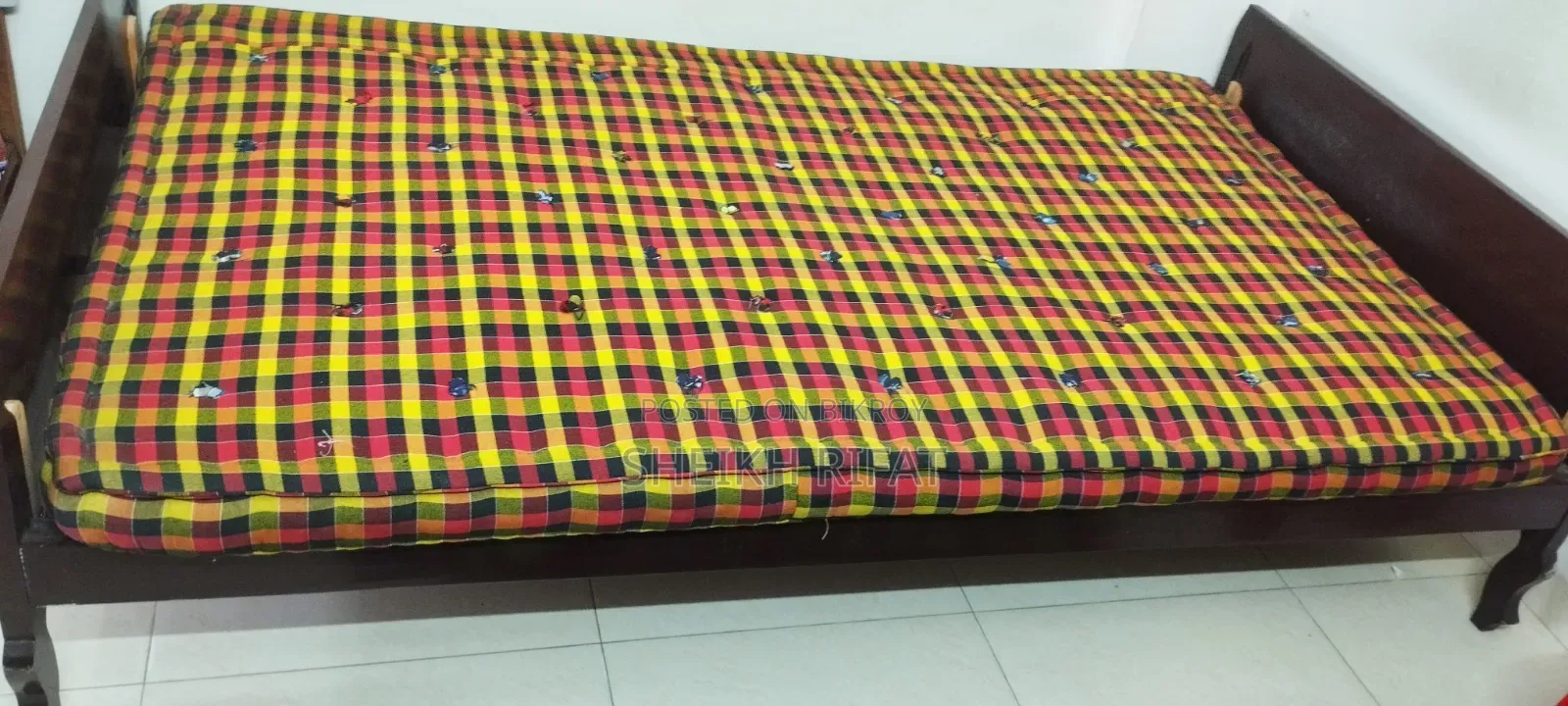 Teak Wood Single Bed (with Mattress) for Sale