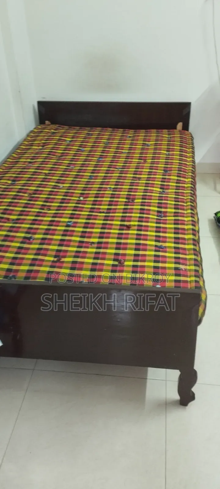 Teak Wood Single Bed (with Mattress) for Sale