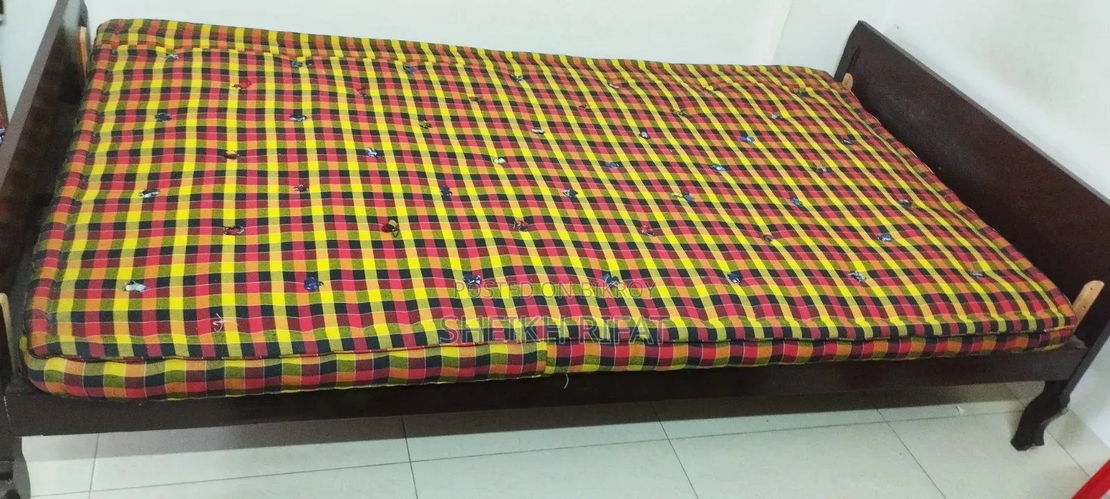Teak Wood Single Bed (with Mattress) for Sale