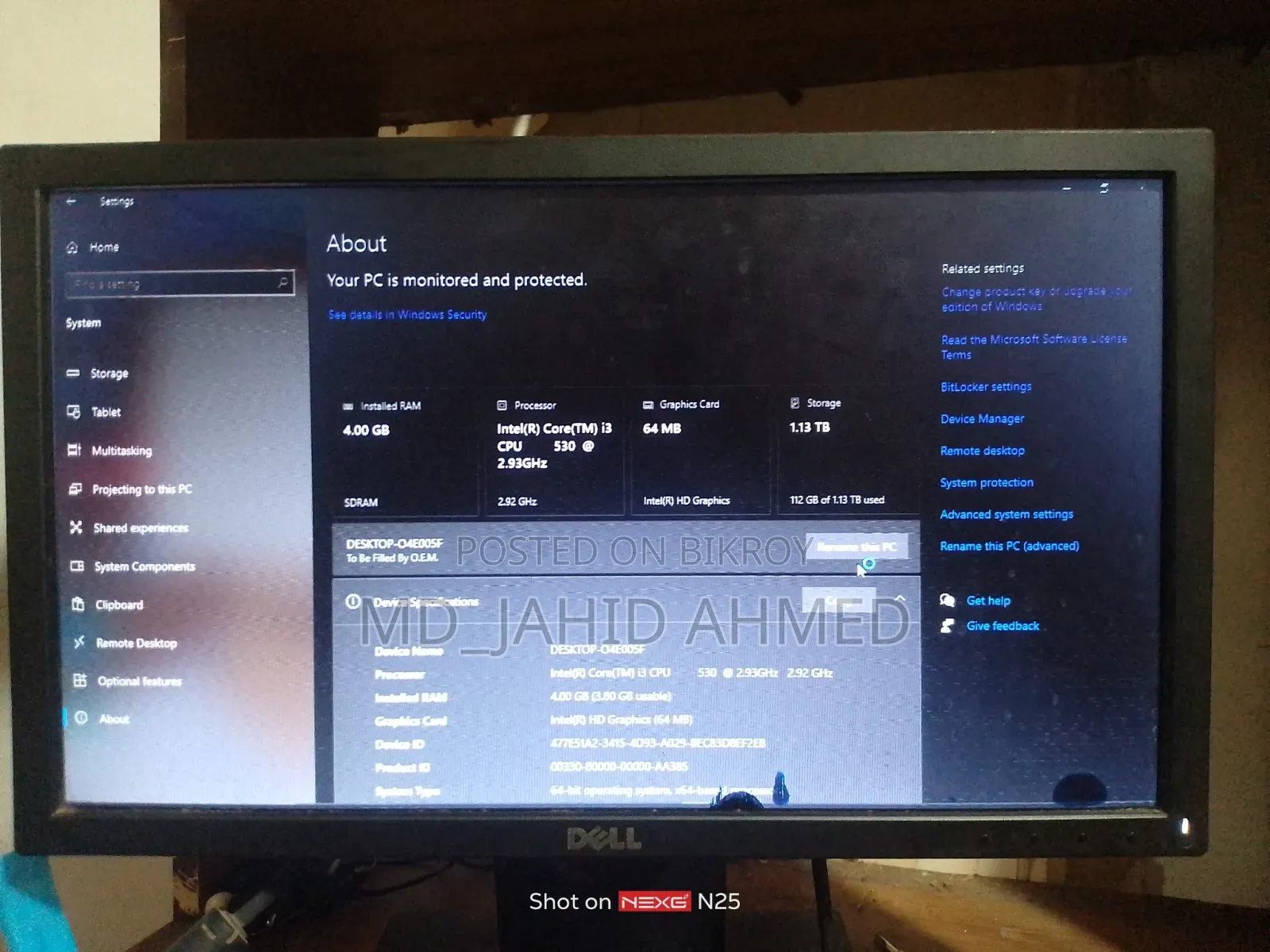 Desktop Computer Dell Alienware Aurora R12 4GB Intel Core i3 HDD+SSD 1TB