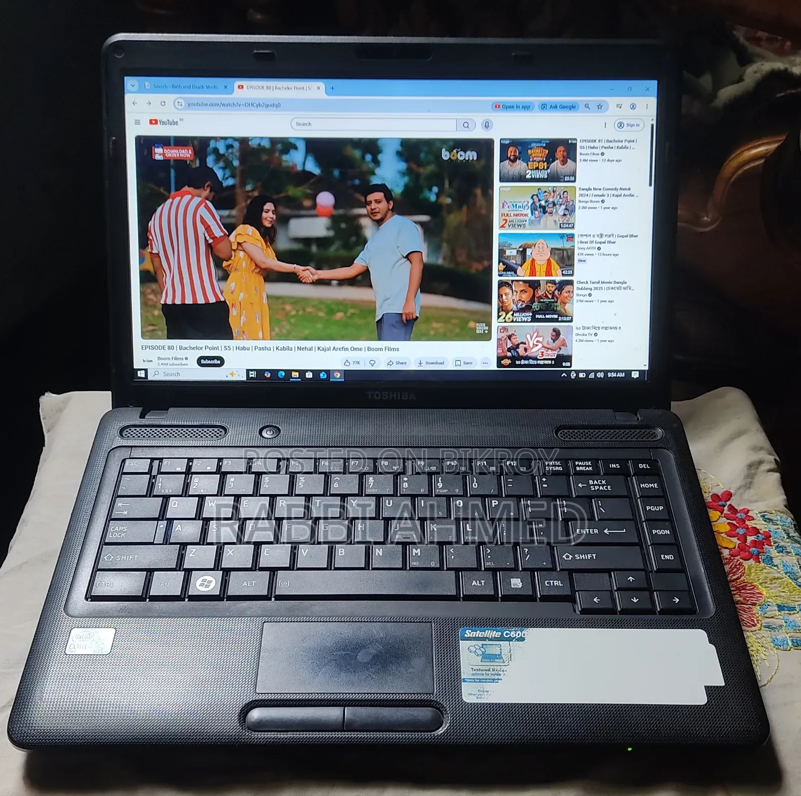 Laptop Toshiba 4GB Intel Core 2 Duo HDD 250GB
