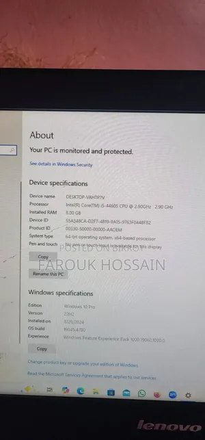 Desktop Computer Lenovo ThinkCentre 24 8GB Intel Core I5 HDD 500GB