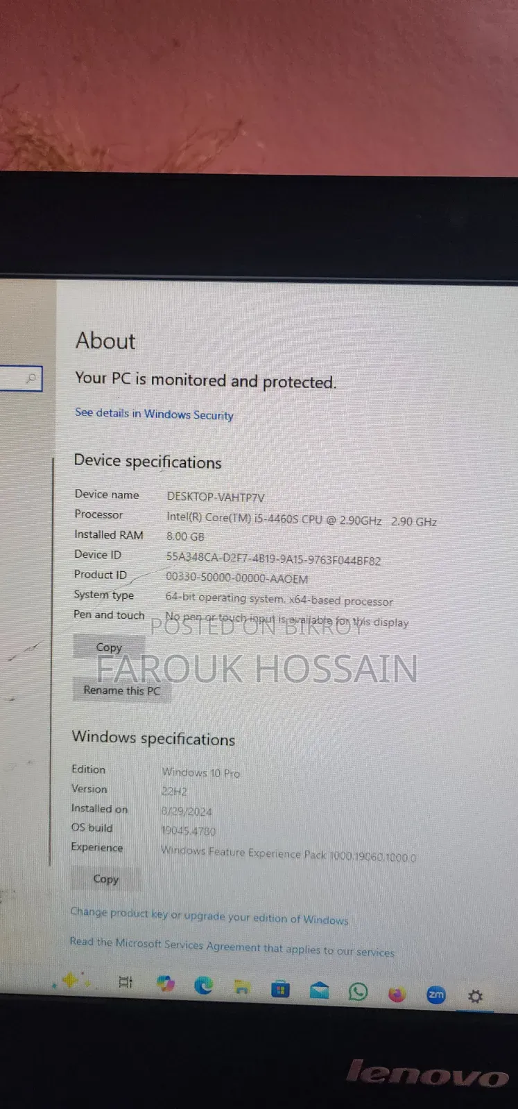 Desktop Computer Lenovo ThinkCentre 24 8GB Intel Core I5 HDD 500GB