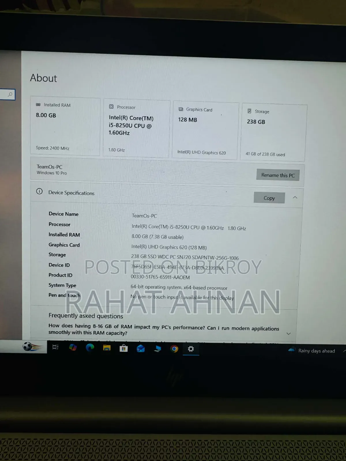 Laptop HP EliteBook 840 G6 8GB Intel Core i5 SSD 256GB