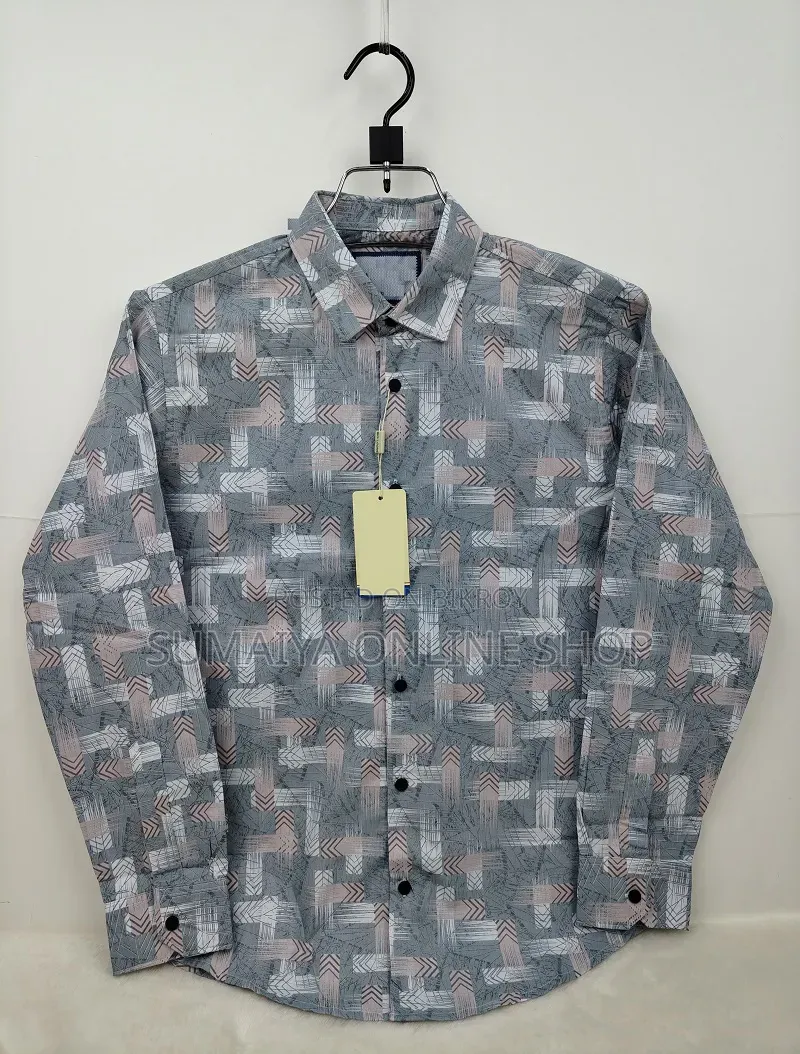 Pure Cotton Full Sleeve Check & Print Shirt For Men