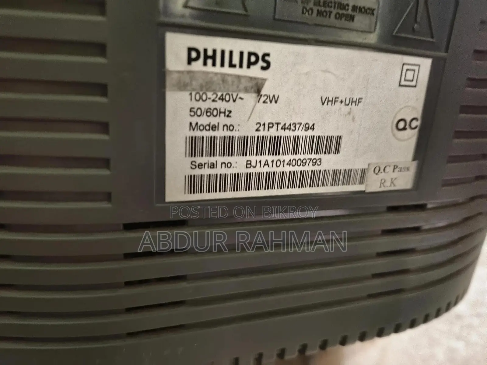 A Crt 21 Inch Philips Tv Will Be Sold .