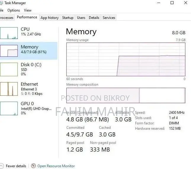 Desktop Computer 8GB Intel Core I5 SSD 128GB