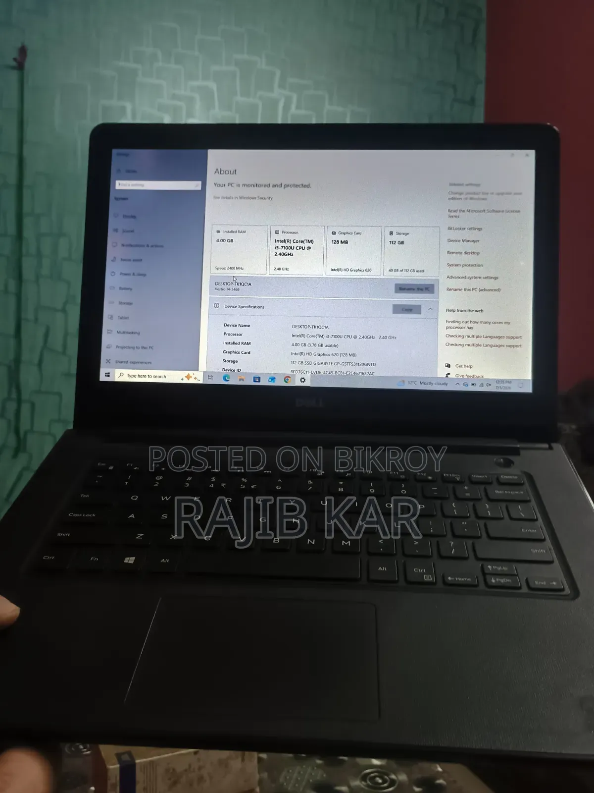 Laptop Dell 4GB Intel Core I3 SSD 128GB