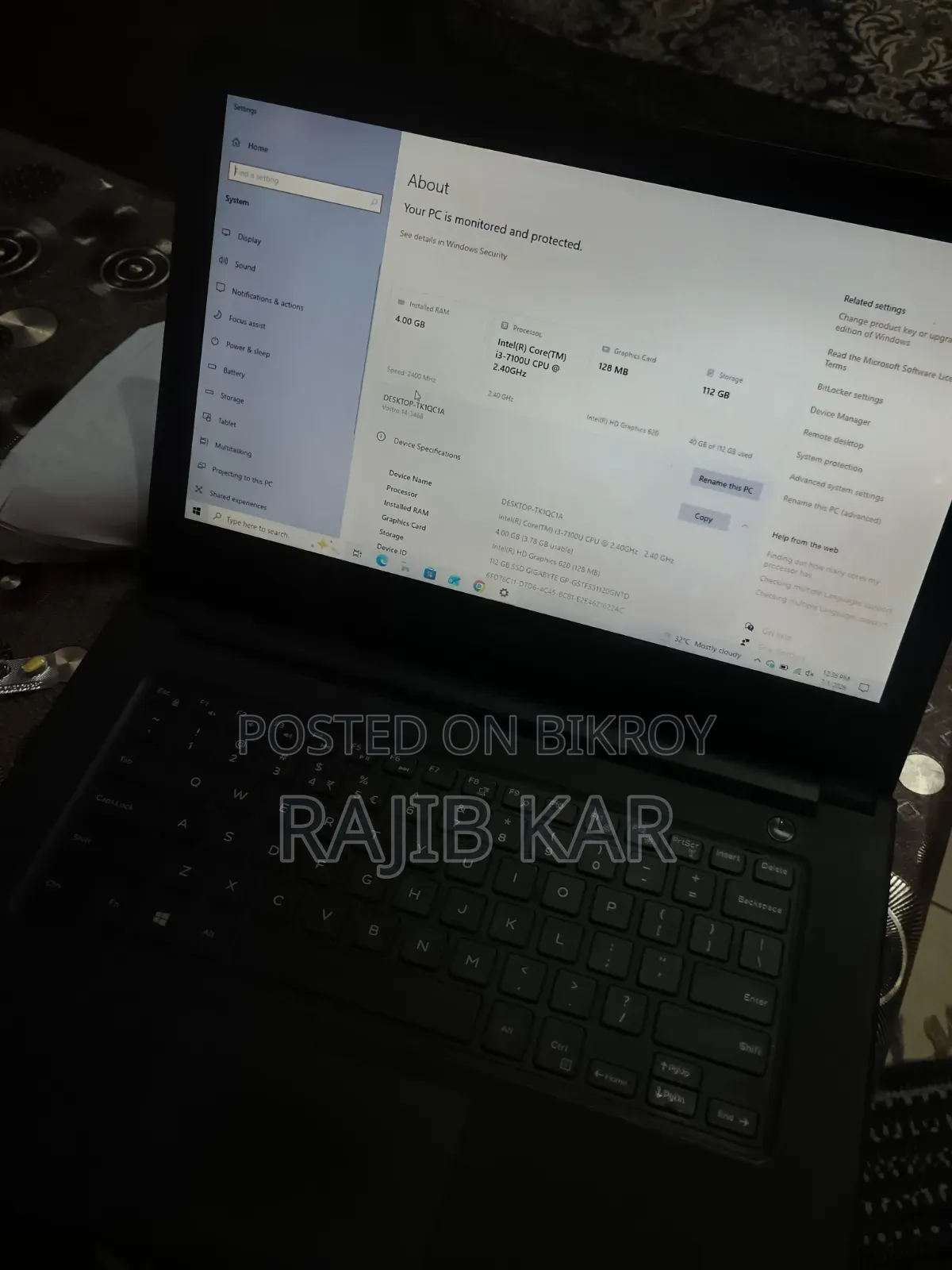 Laptop Dell 4GB Intel Core I3 SSD 128GB