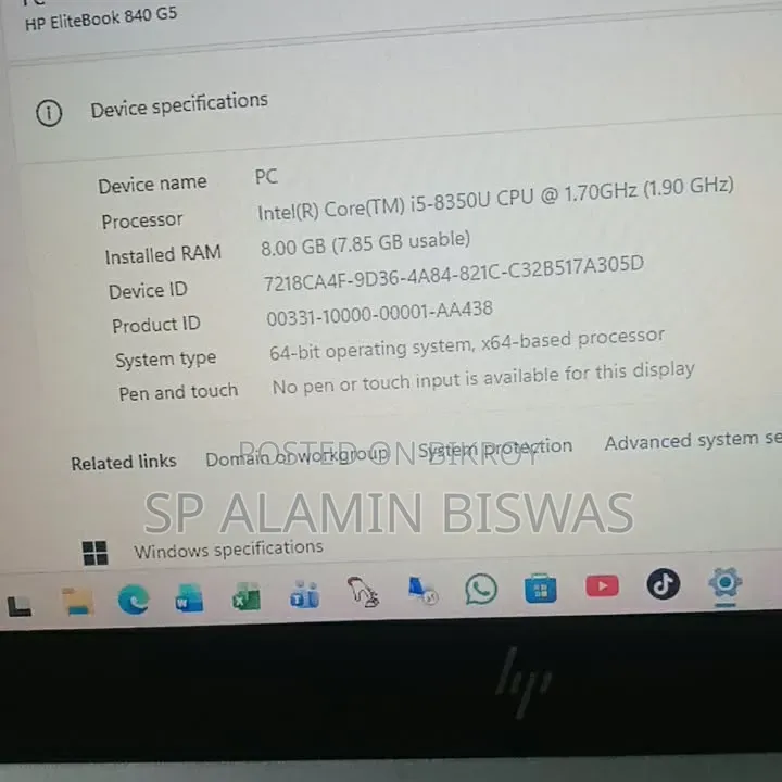 Laptop HP 240 G5 8GB Intel Core Ultra 9 SSD 256GB
