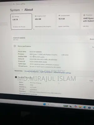 Desktop Computer MSI 16GB AMD Ryzen 7 SSD 256GB