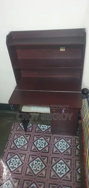 Foldable Study Table With Bookshelf | Solid Wooden Storage Desk.