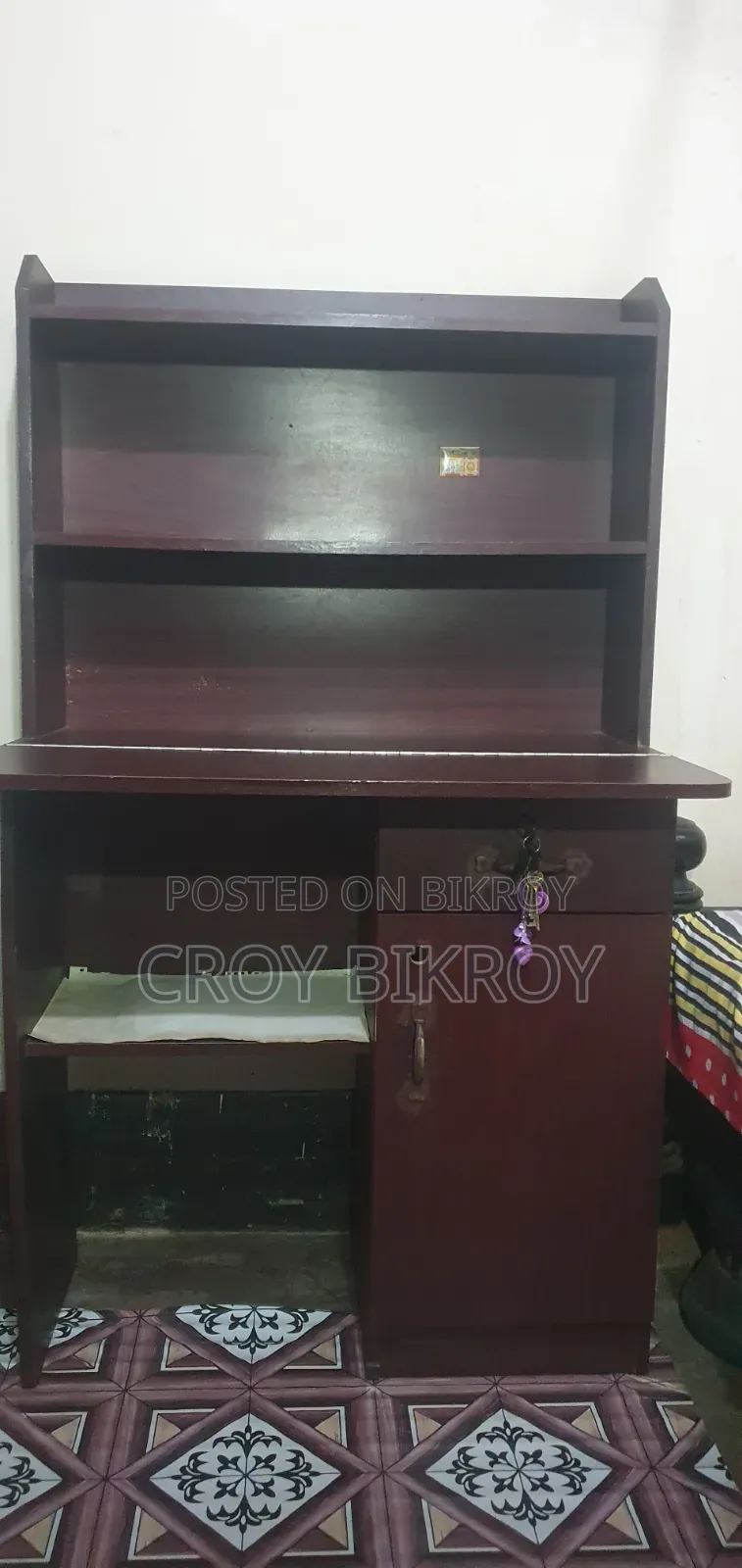 Foldable Study Table With Bookshelf | Solid Wooden Storage Desk.