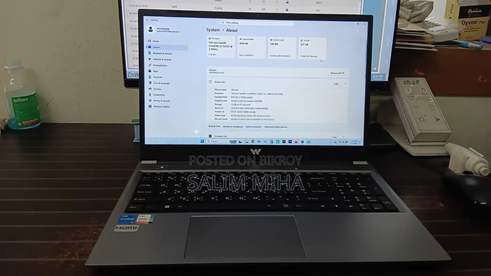 Laptop 8GB Intel Core Ultra 5 HDD 500GB