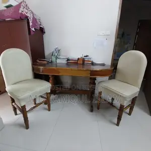 Original Teak Wood Dining Table, Chairs, and Bed for Sale