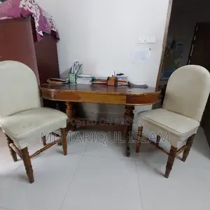 Original Teak Wood Dining Table, Chairs, and Bed for Sale