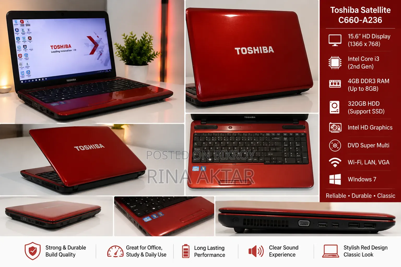 Laptop Toshiba Satellite C665 2GB Intel Core I3 HDD+SSD 320GB