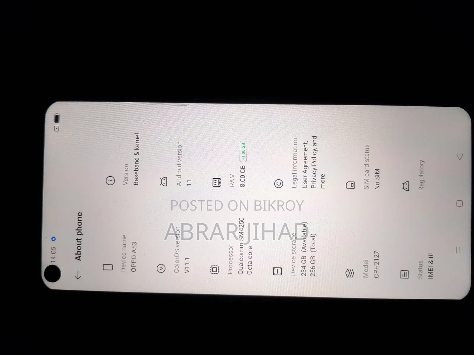 ওপ্পো এ৫৩ ১২৮ জিবি পার্পল