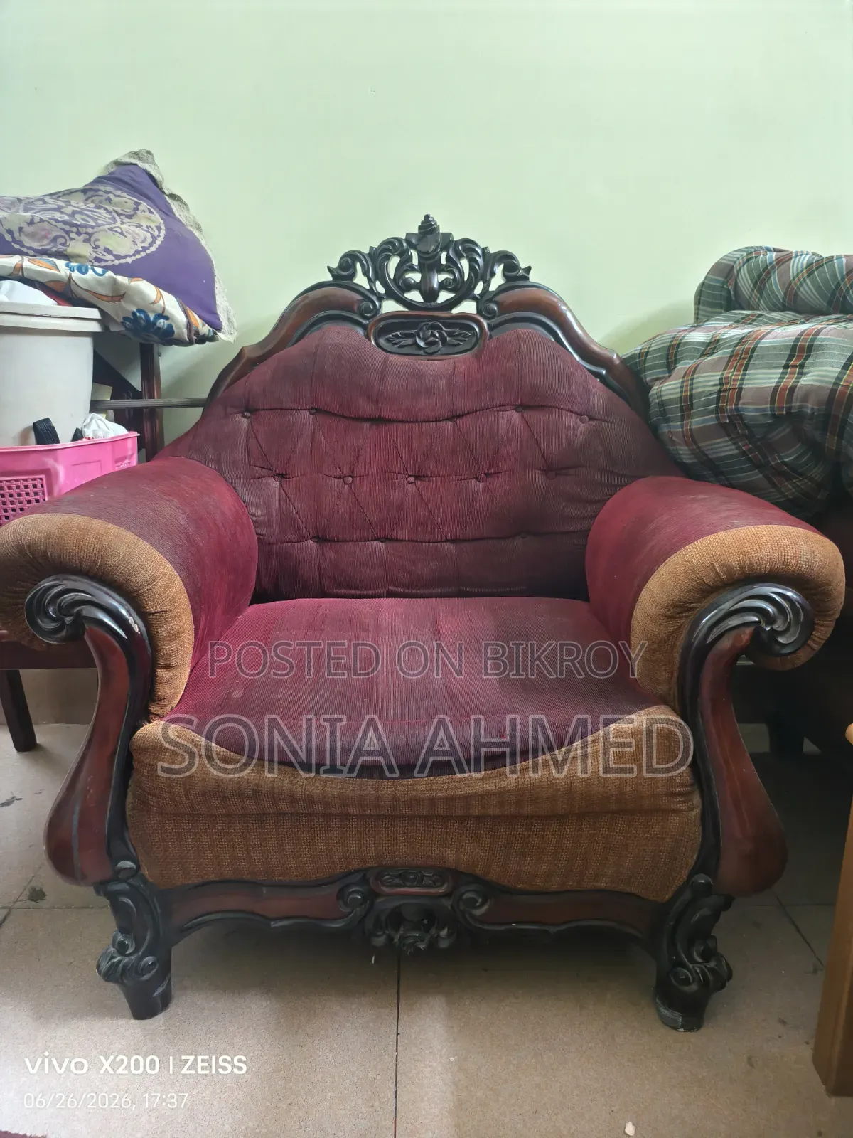 Sofa Set 5 Seater. Red Colour Ta 4 Seat Er Kather Ta 5 Seat Er