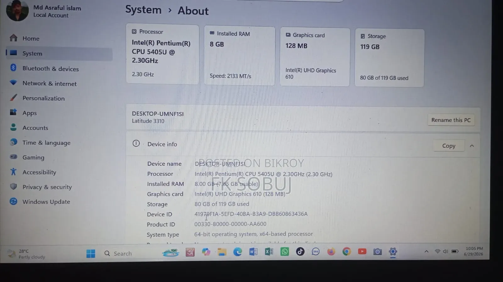 Laptop Dell Latitude 3310 8GB SSD 256GB