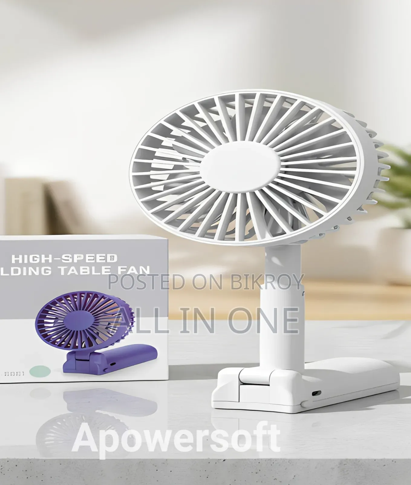 High-Speed Folding Table Fan - Portable Handheld Fan (Model: Fc-6661)