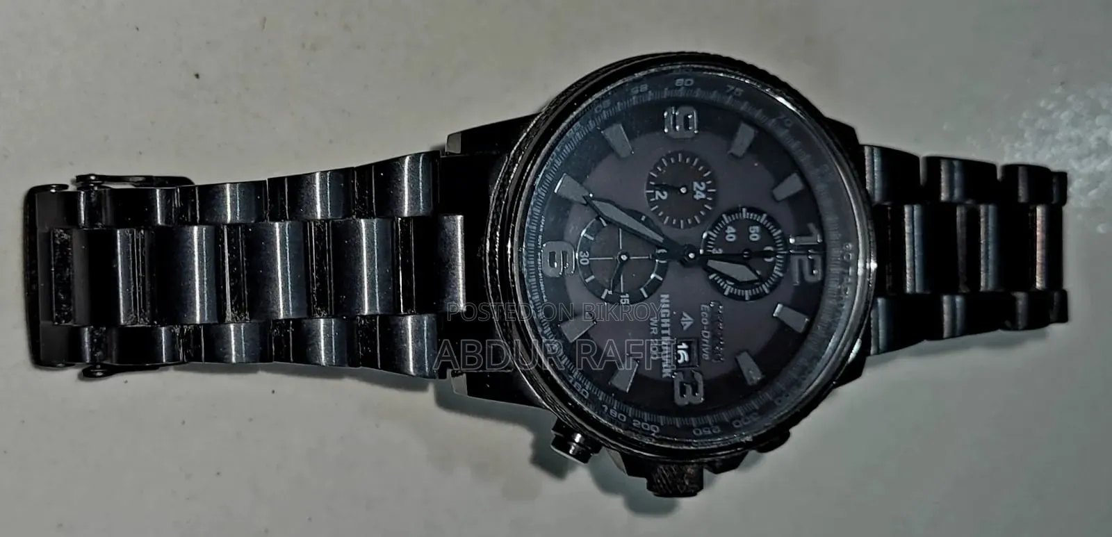 Citizen Nighthawk Stealth Watch With Ecodrive Chronograph Movement