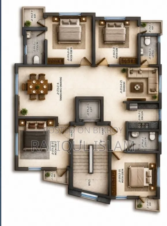 4-Bedroom Apartment in Shirin Palace- 1400, Mirpur for Sale