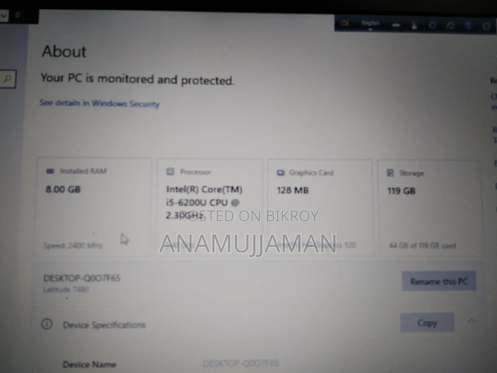 Laptop Dell Latitude 7480 8GB Intel Core I5 SSD 128GB
