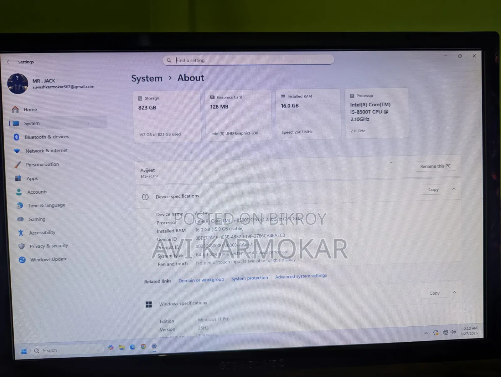 Desktop Computer MSI Aegis 3 16GB Intel Core I5 HDD+SSD 1T