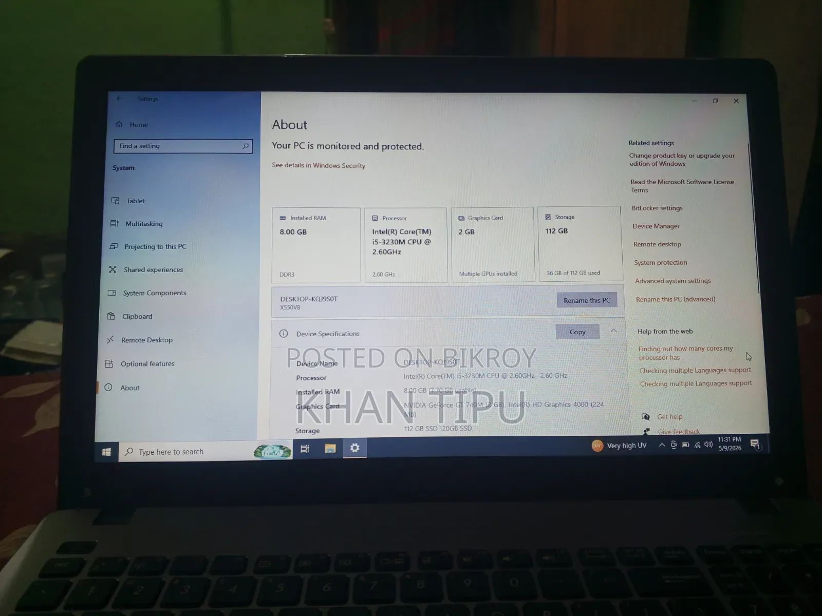 Laptop Asus X550VB 8GB Intel Core i5 SSD 128GB
