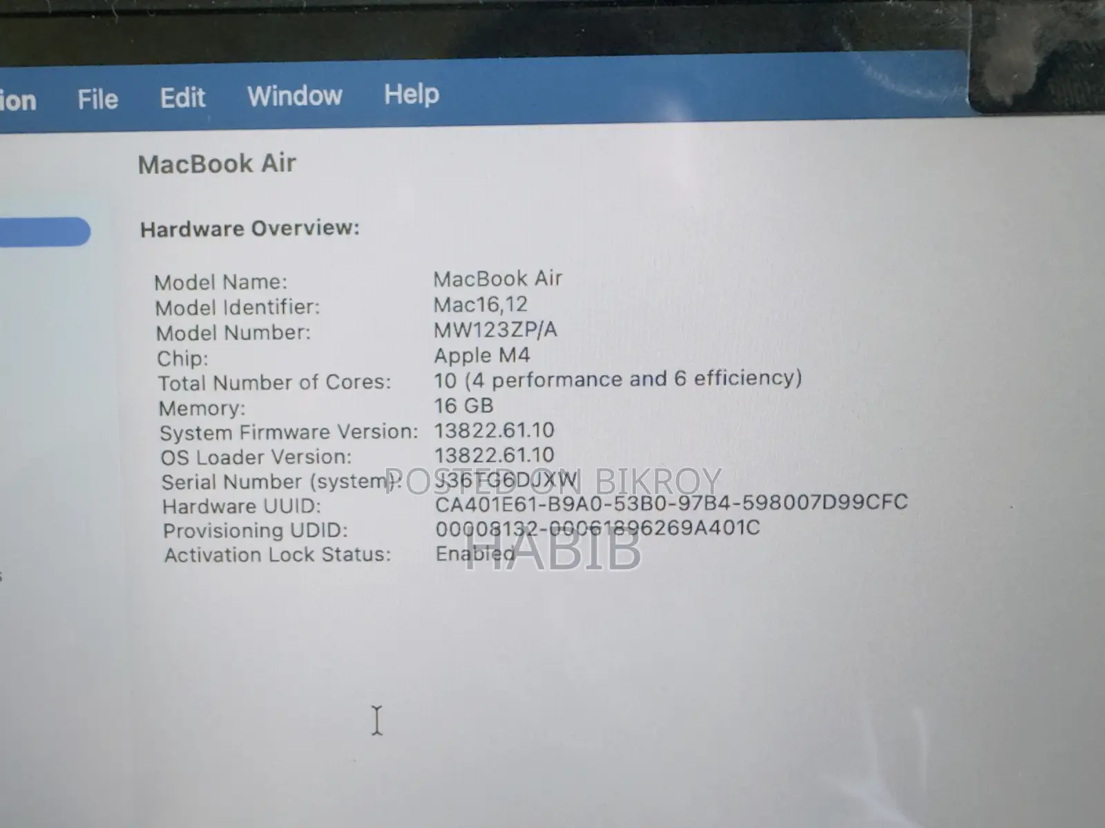 Laptop Apple MacBook Air 2025 M4 16GB Apple M4 SSD 256GB