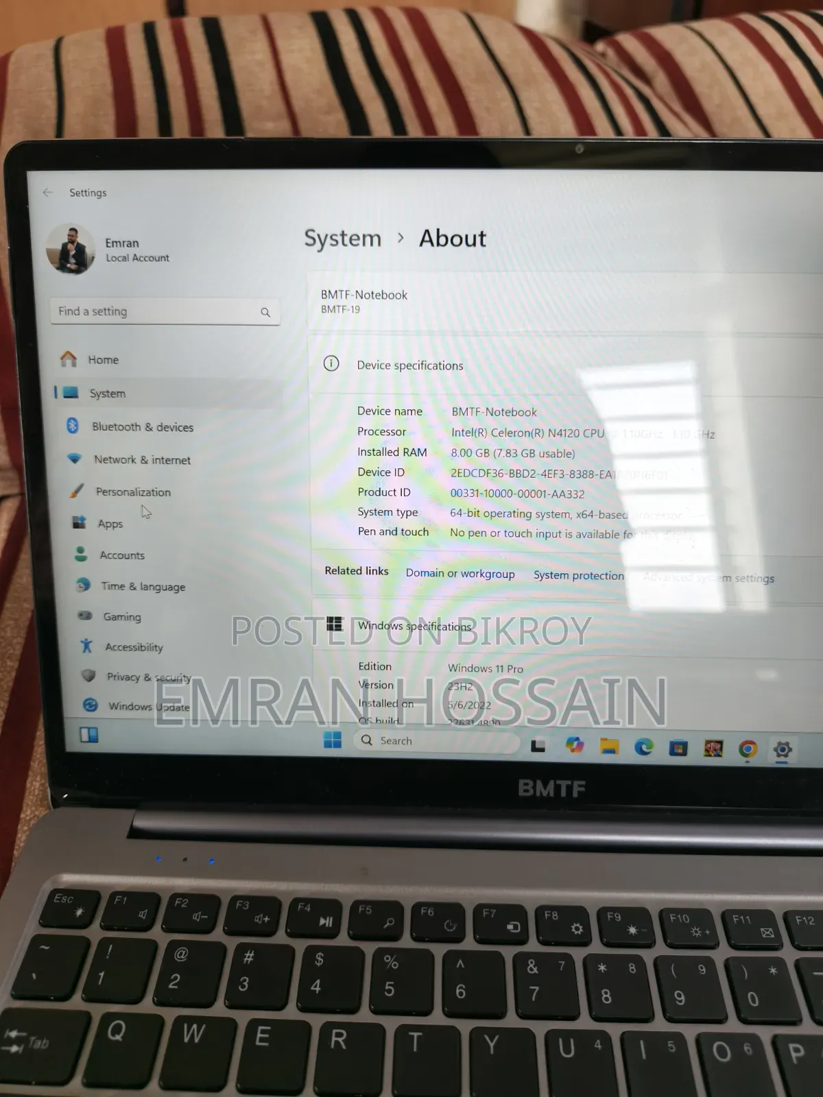 Laptop 8GB Intel Celeron SSD 256GB