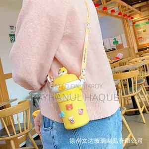 Cute Cartoon Glass Water Bottle