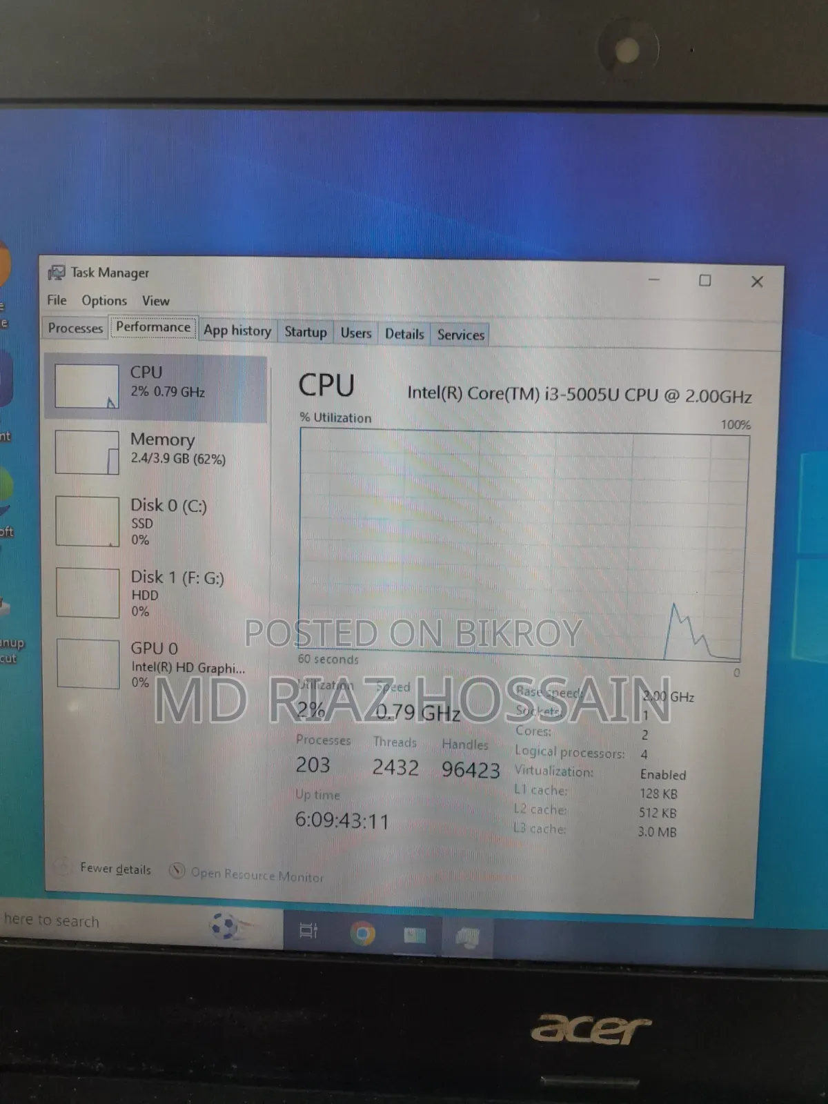 Laptop Acer Aspire 1430Z 4GB Intel Core I3 HDD+SSD 500GB