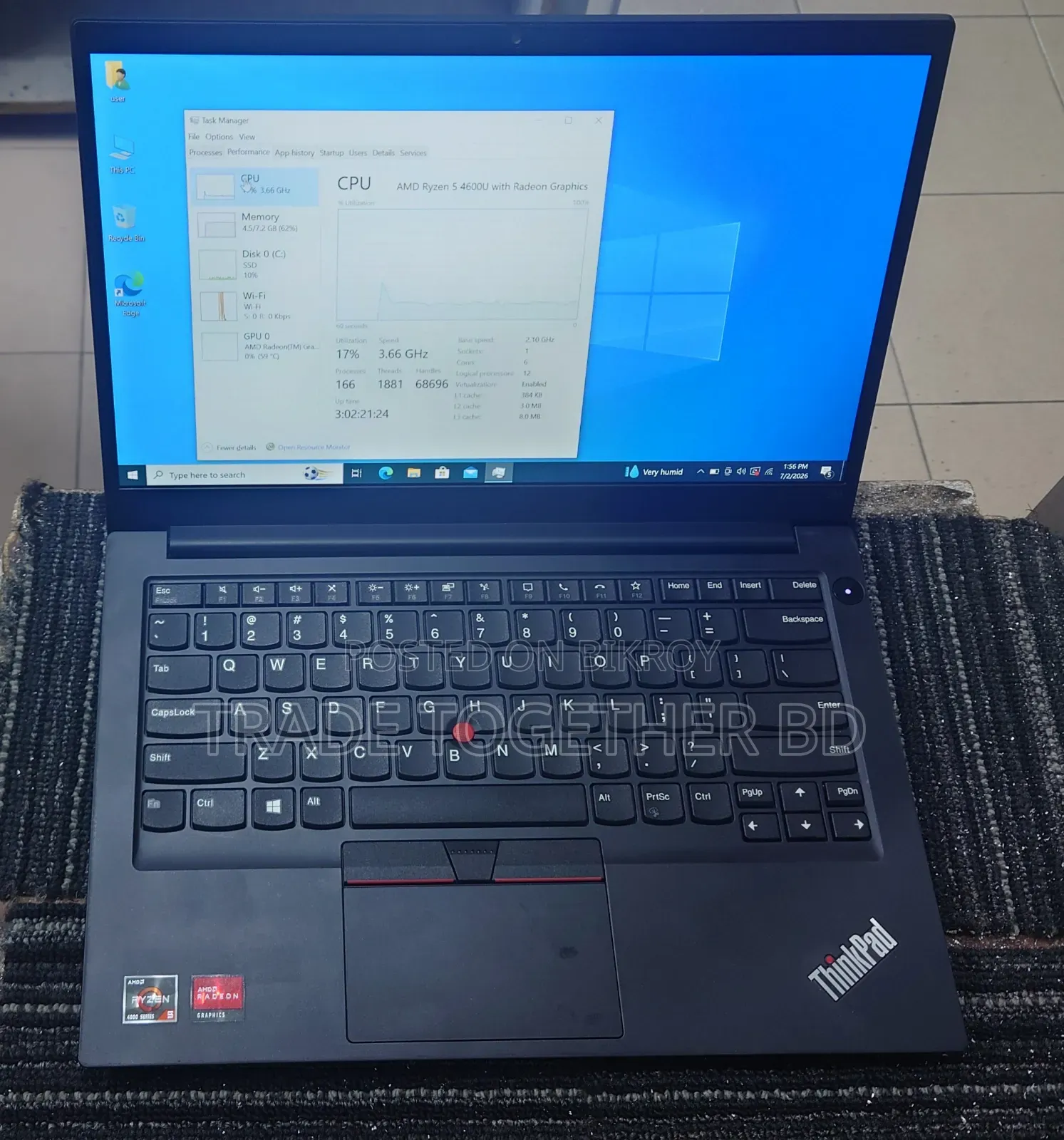 Laptop Lenovo ThinkPad E14 Gen 2 8GB AMD Ryzen 5 SSD 256GB