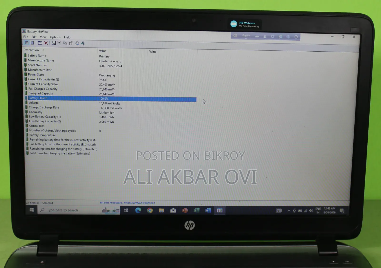 Laptop HP ProBook 450 G2 8GB Intel Core i3 SSD 256GB