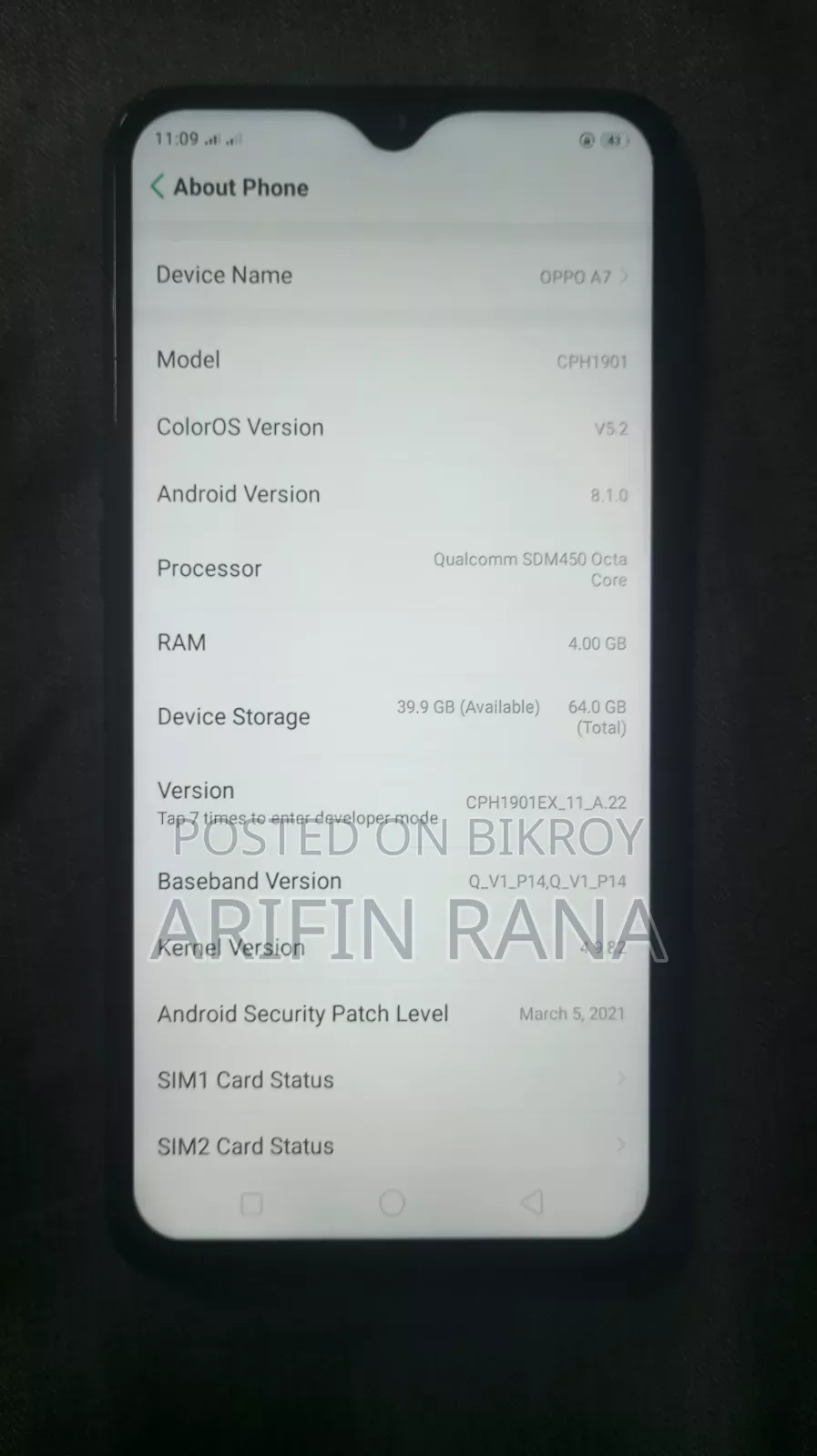 Oppo A7 64 GB Blue