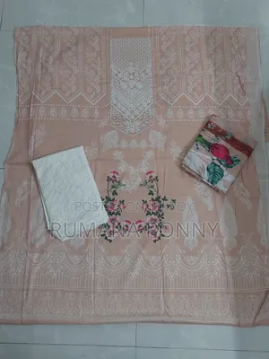 Peach And White Swiss Lawn Unstitched Three Piece