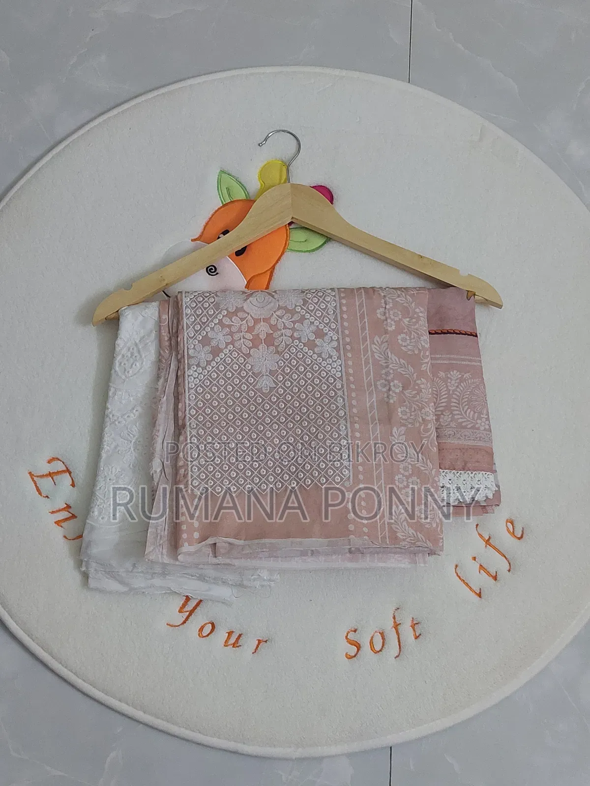 Peach And White Swiss Lawn Unstitched Three Piece