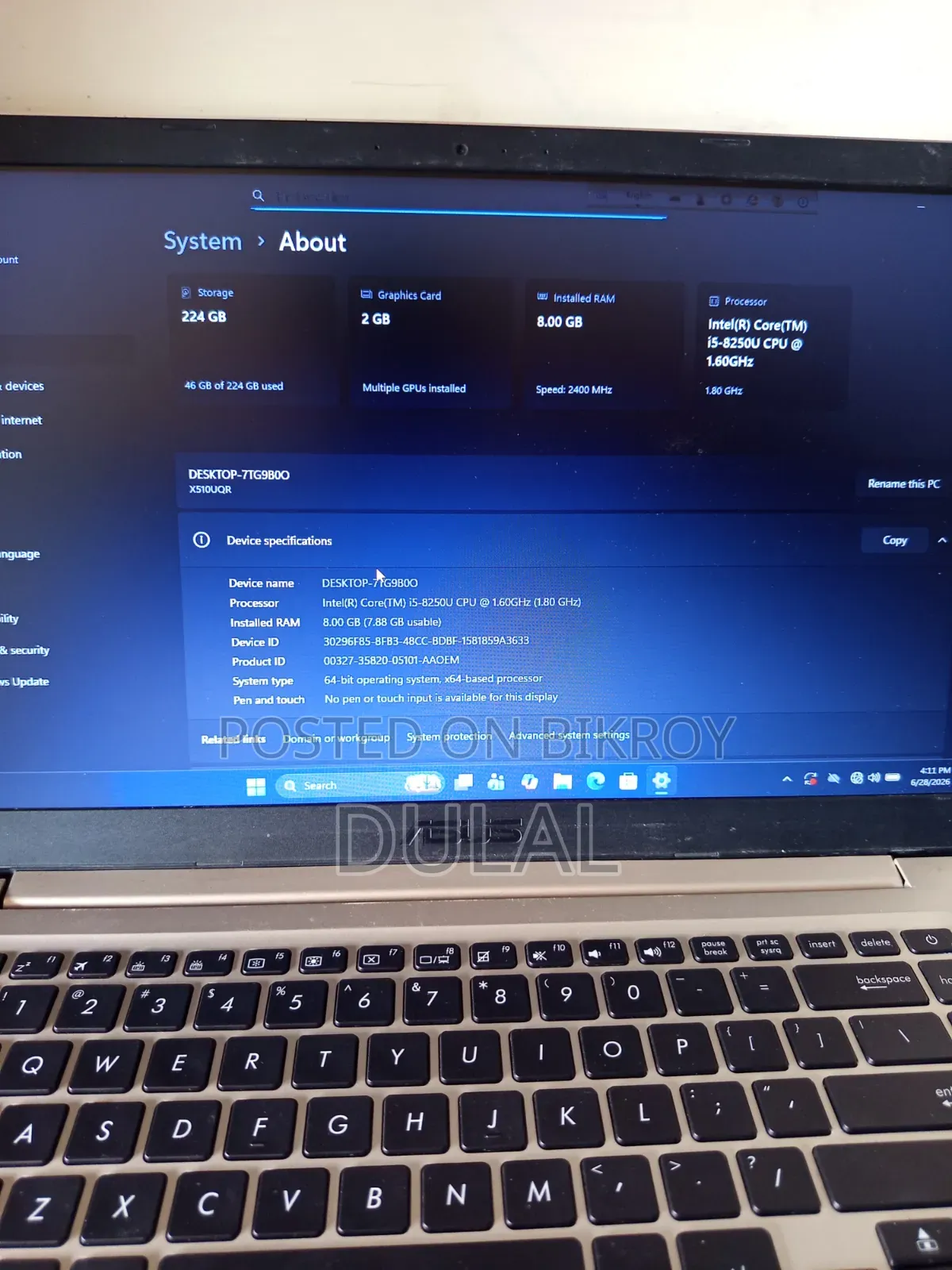 Laptop Asus VivoBook S15 S510UA 8GB Intel Core I5 HDD+SSD 256GB