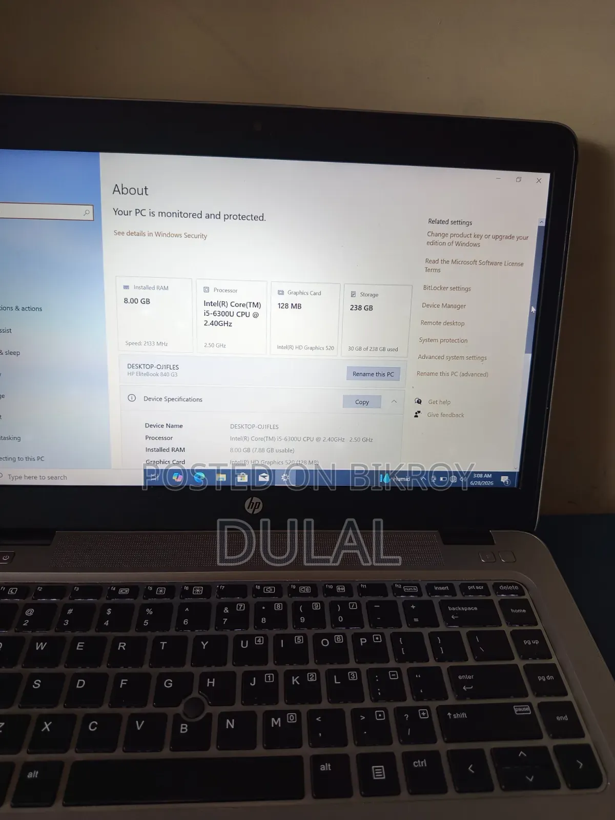 Laptop HP EliteBook 840 G3 8GB Intel Core i5 SSD 256GB