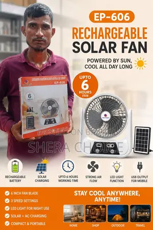 Ep-606 Rechargeable Solar Fan!